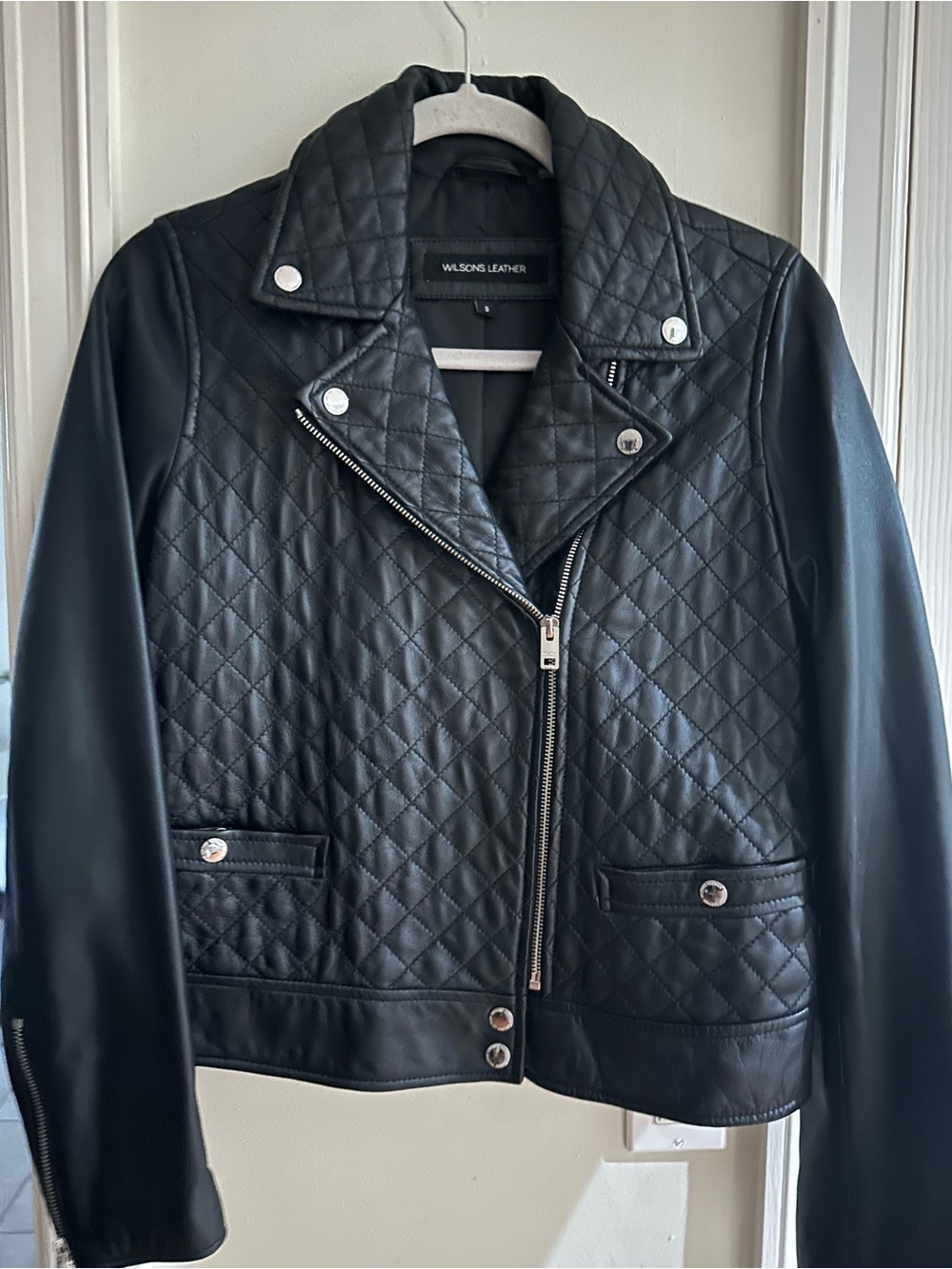Wilsons Leather Black Quilted Moto-Style Jacket